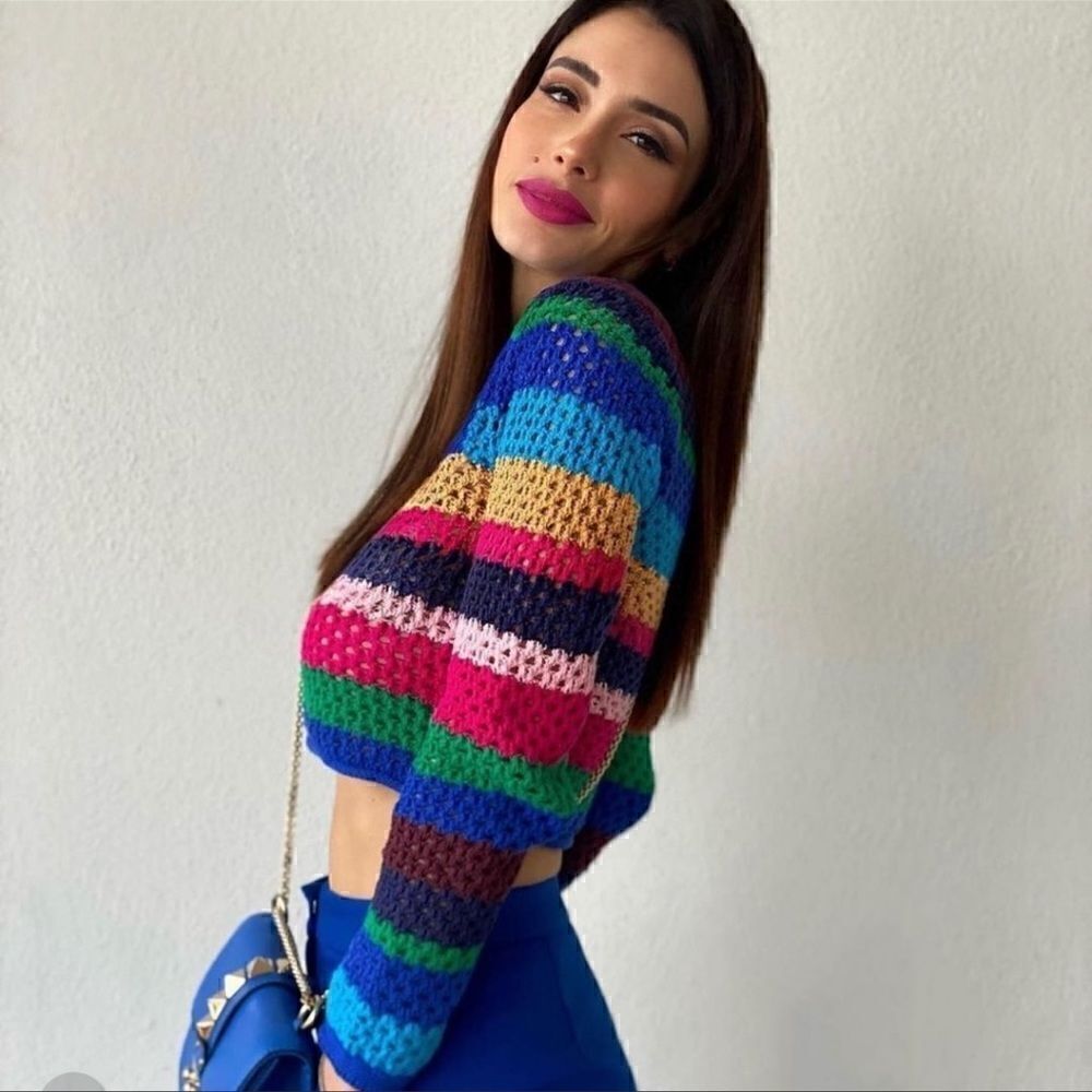 ZARA STRIPED KNIT SWEATER - Picture 6 of 14
